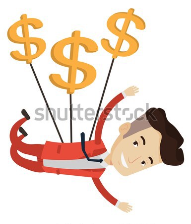 Business man flying with dollar signs. Stock photo © RAStudio