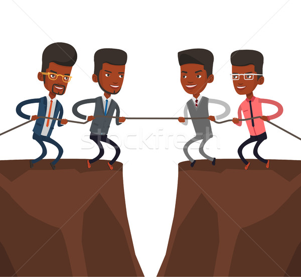 Two groups of business people pulling rope. Stock photo © RAStudio