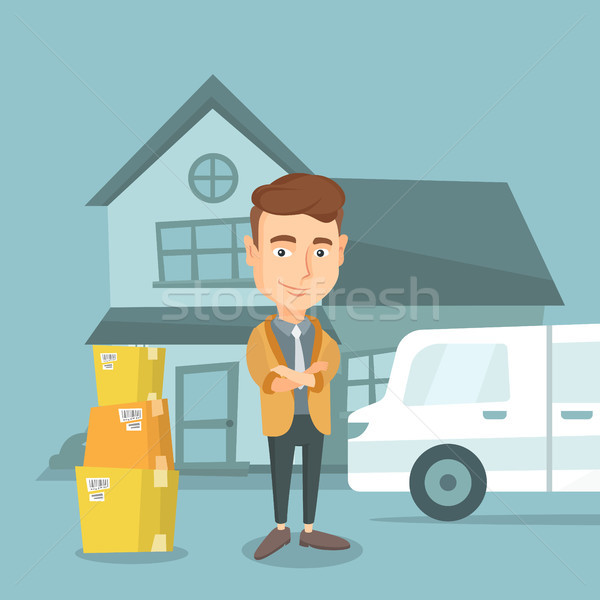 Man moving to house vector illustration. Stock photo © RAStudio