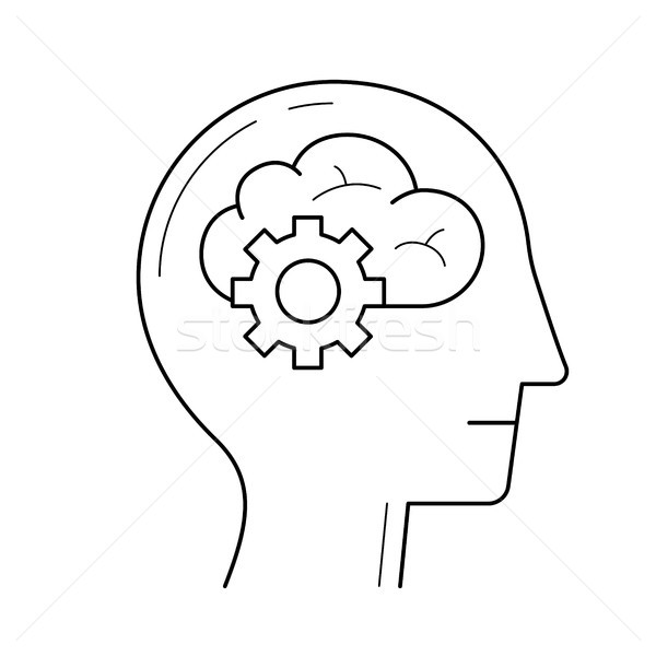 Сток-фото: мозг · передач · вектора · линия · икона · изолированный