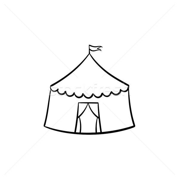Sátor cirkusz sátor kézzel rajzolt rajz ikon Stock fotó © RAStudio