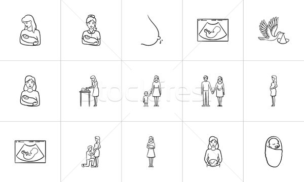 Maternity hand drawn sketch icon set. Stock photo © RAStudio