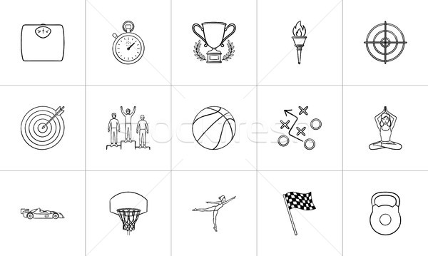 Sport and competition hand drawn outline doodle icon set. Stock photo © RAStudio