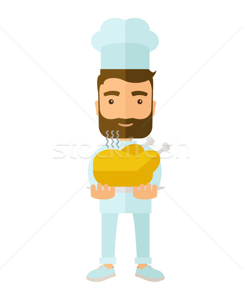 Chef presenting a tasty cooked turkey. Stock photo © RAStudio