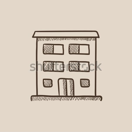 Condominium building icon drawn in chalk. Stock photo © RAStudio