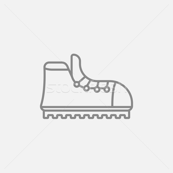 Hiking boot with crampons line icon. Stock photo © RAStudio