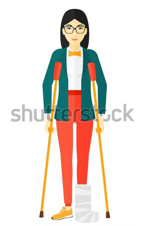 Pacjenta złamana noga ranny kobieta stałego kule kalekiego Zdjęcia stock © RAStudio