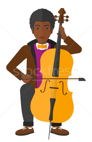 Homme jouer violoncelle vecteur design illustration Photo stock © RAStudio