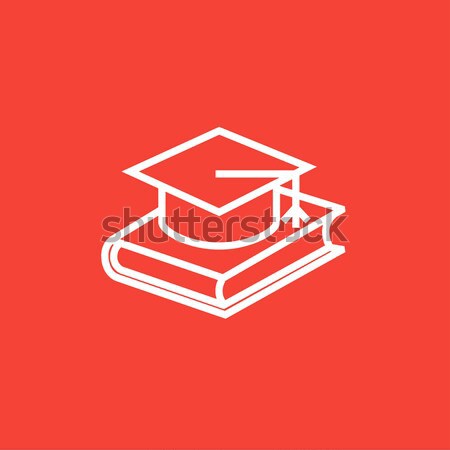 Graduation cap laying on book line icon. Stock photo © RAStudio