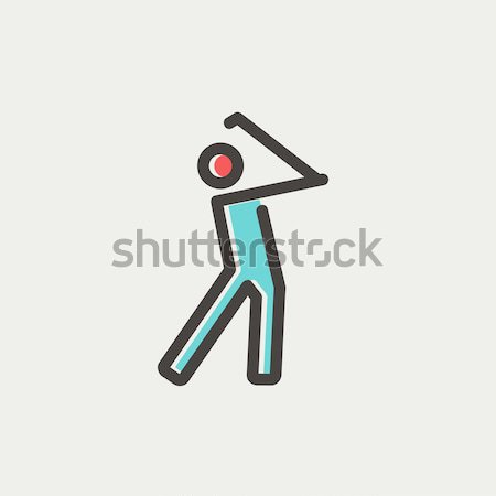 Golfa line ikona internetowych komórkowych Zdjęcia stock © RAStudio