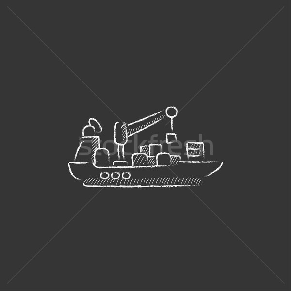 Cargo container ship. Drawn in chalk icon. Stock photo © RAStudio