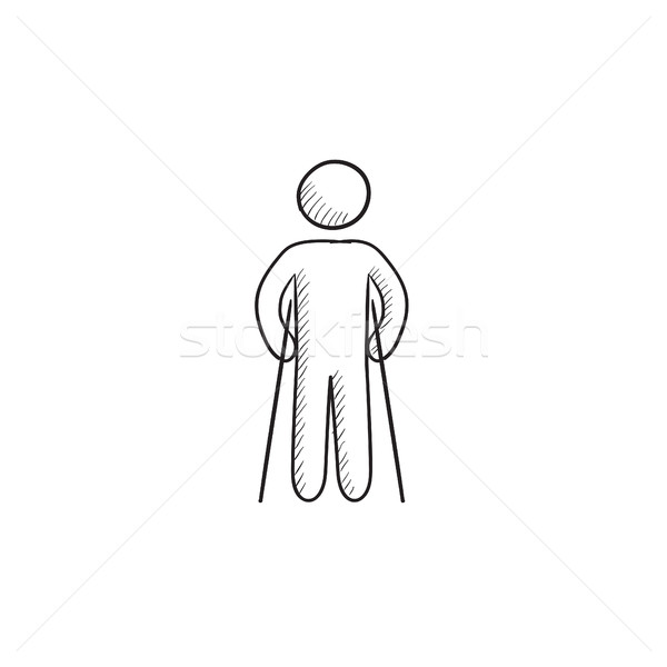 Man with crutches sketch icon. Stock photo © RAStudio