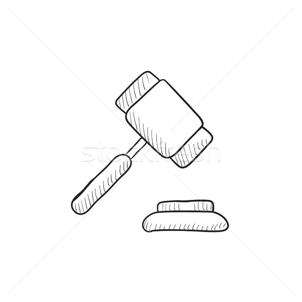 Foto stock: Subasta · martillo · boceto · icono · vector · aislado