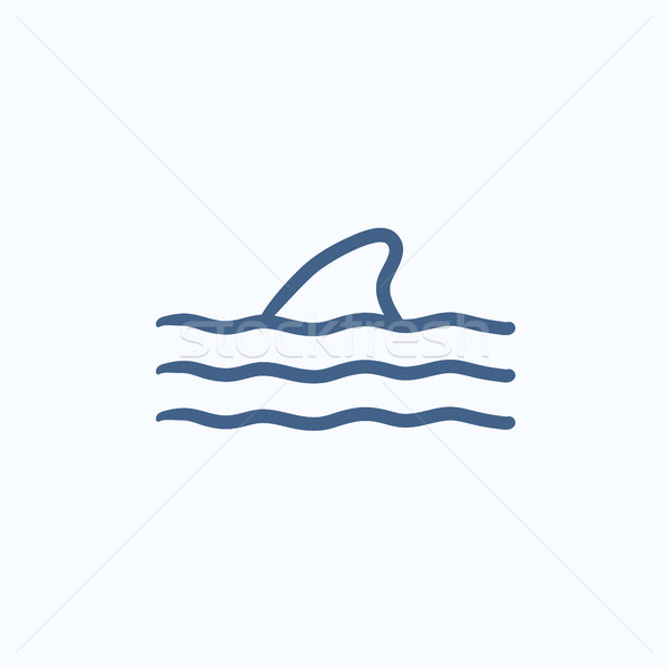Rekina płetwa powyżej wody szkic ikona Zdjęcia stock © RAStudio