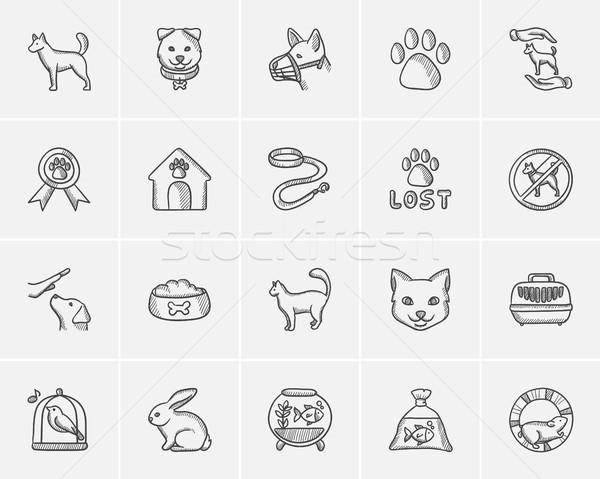Pets sketch icon set. Stock photo © RAStudio
