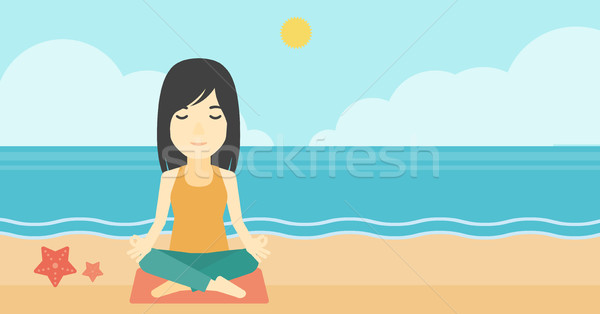 Woman meditating in lotus pose. Stock photo © RAStudio