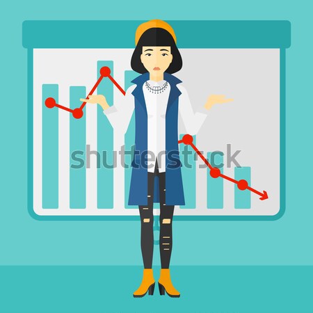 Woman with decreasing chart vector illustration. Stock photo © RAStudio