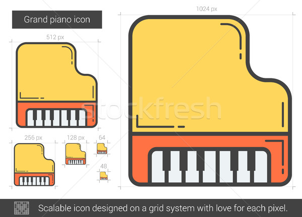 Piano à queue ligne icône vecteur isolé blanche [[stock_photo]] © RAStudio