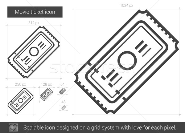 Сток-фото: фильма · билета · линия · икона · вектора · изолированный