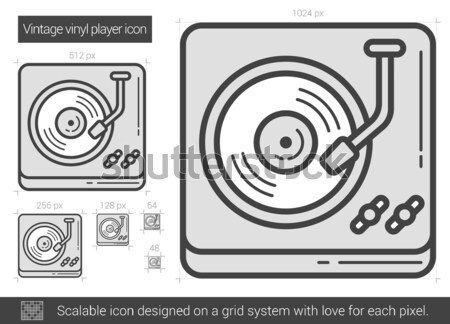 Сток-фото: Vintage · виниловых · игрок · линия · икона · вектора