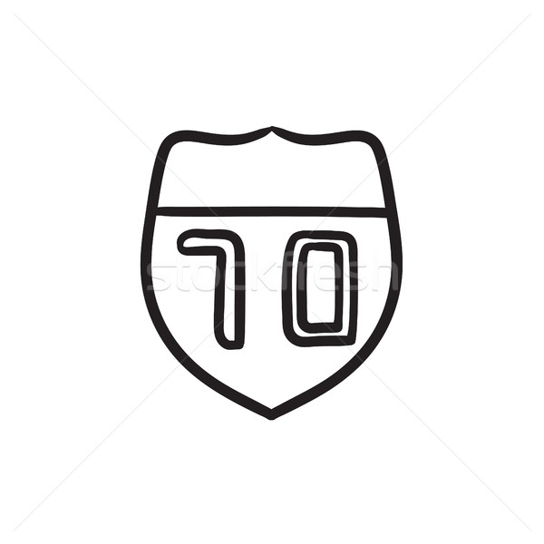 Foto stock: Ruta · senalización · de · la · carretera · boceto · icono · vector · aislado