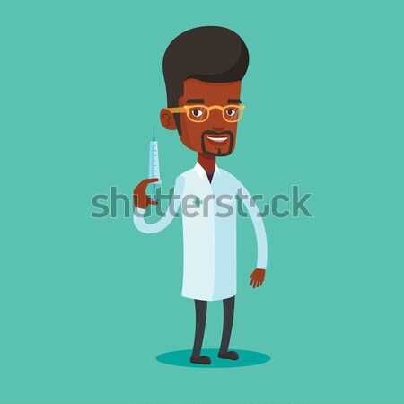 Doctor holding syringe vector illustration. Stock photo © RAStudio