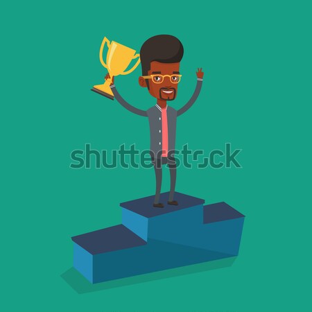 Stock photo: Businessman proud of his business award.