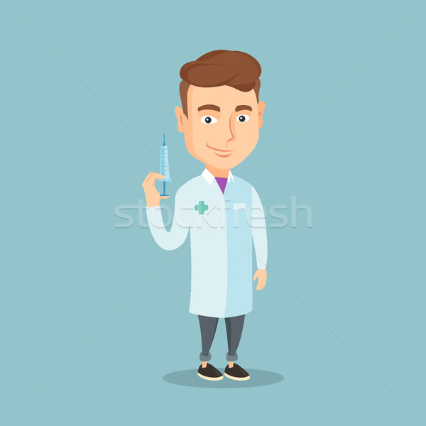 Arzt halten Spritze medizinischen Injektion Stock foto © RAStudio