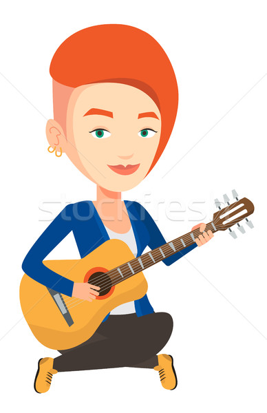 Mulher jogar violão músico sessão guitarra Foto stock © RAStudio