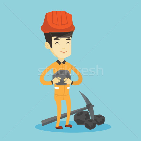 Miner holding coal in hands vector illustration. Stock photo © RAStudio