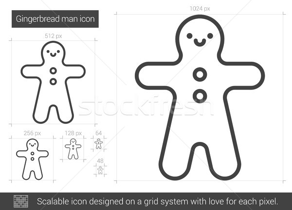Gingerbread man line ikona wektora odizolowany biały Zdjęcia stock © RAStudio