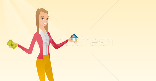 Caucasian man buying house thanks to loan. Stock photo © RAStudio