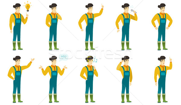 Vector set of illustrations with farmer characters Stock photo © RAStudio
