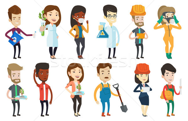 Vector set of characters on ecology issues. Stock photo © RAStudio