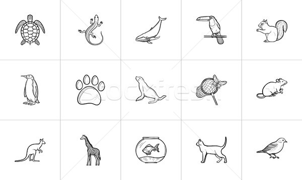 Animals hand drawn sketch icon set. Stock photo © RAStudio
