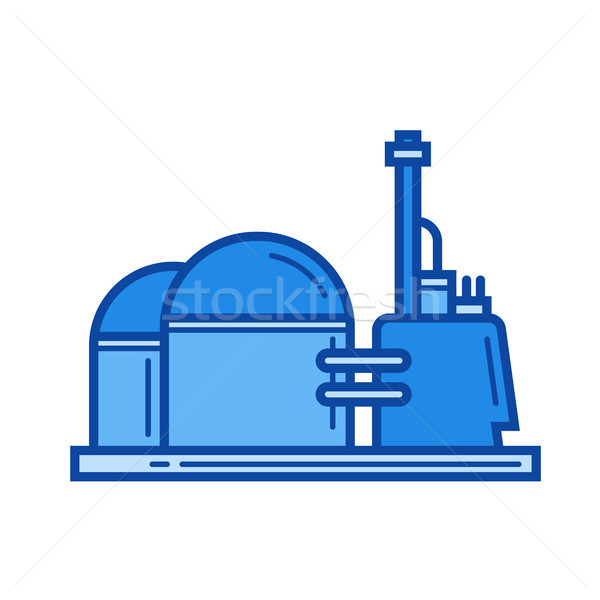 Stock fotó: Gyár · vonal · ikon · vektor · izolált · fehér
