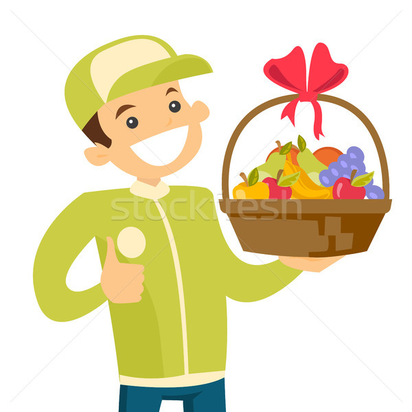 Delivery courier delivering food to customer. Stock photo © RAStudio