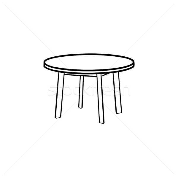 Round table hand drawn sketch icon. Stock photo © RAStudio