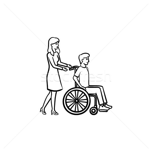 Personne fauteuil roulant dessinés à la main doodle icône [[stock_photo]] © RAStudio