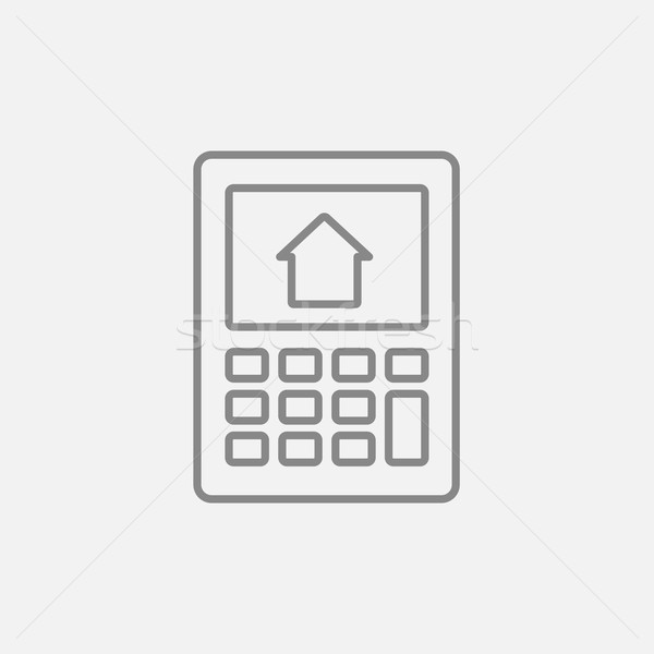 Calculator with house on display line icon. Stock photo © RAStudio