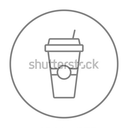 Eldobható csésze iszik szalmaszál vonal ikon Stock fotó © RAStudio