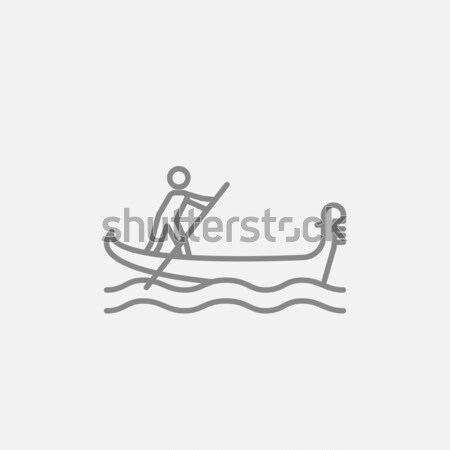 Sailor rowing boat line icon. Stock photo © RAStudio