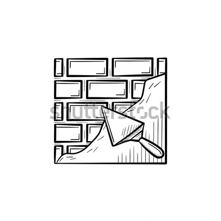 Spatula with brick line icon. Stock photo © RAStudio