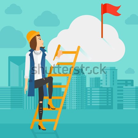 Woman climbing the ladder. Stock photo © RAStudio