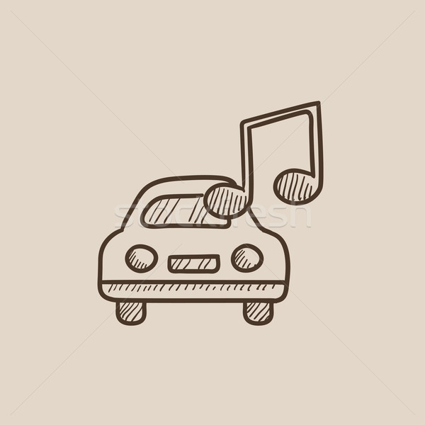 [[stock_photo]]: Voiture · musique · note · croquis · icône · web