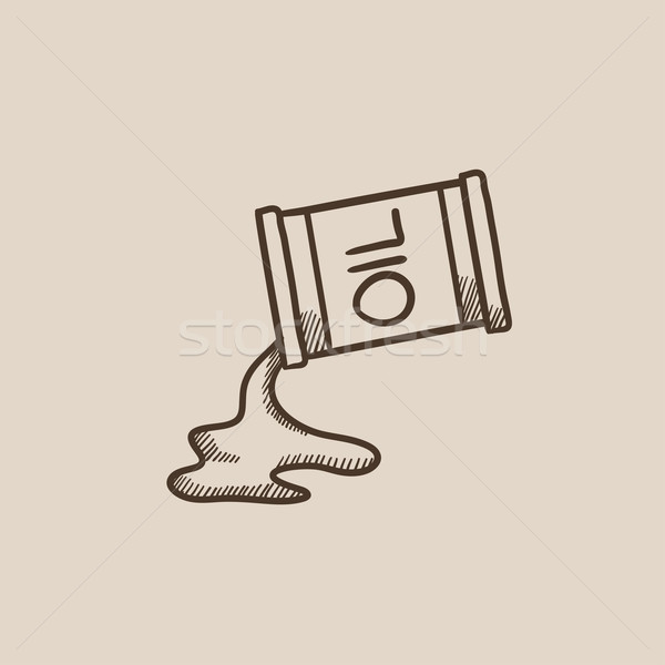 Oil spilling from barrel sketch icon. Stock photo © RAStudio