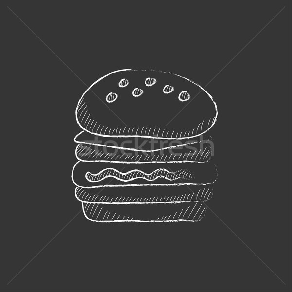 Doubler Burger craie icône dessinés à la main Photo stock © RAStudio