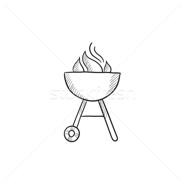 Photo stock: Bouilloire · barbecue · croquis · icône · vecteur · isolé
