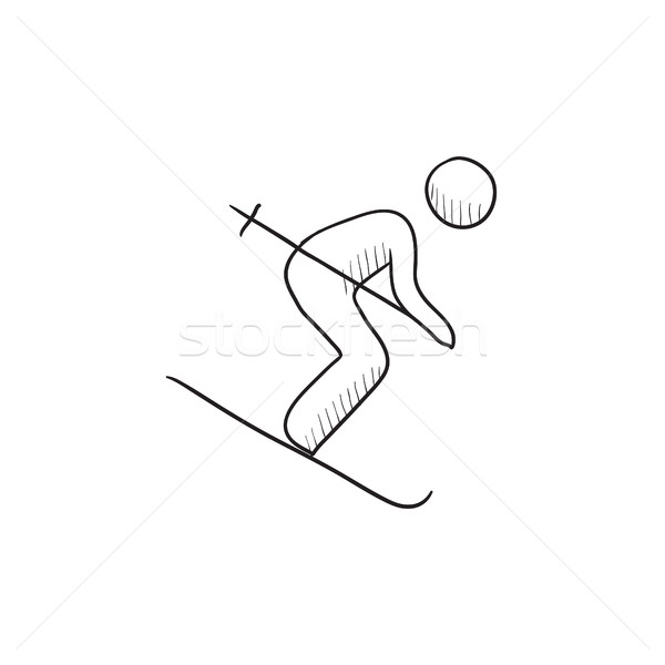 Downhill skiing sketch icon. Stock photo © RAStudio