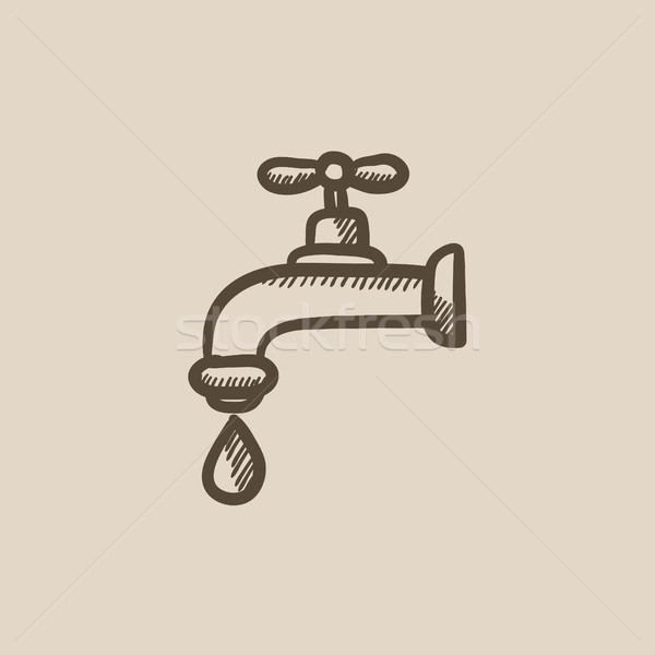 dripping faucet sketch raster illustration Stock Illustration  Adobe Stock